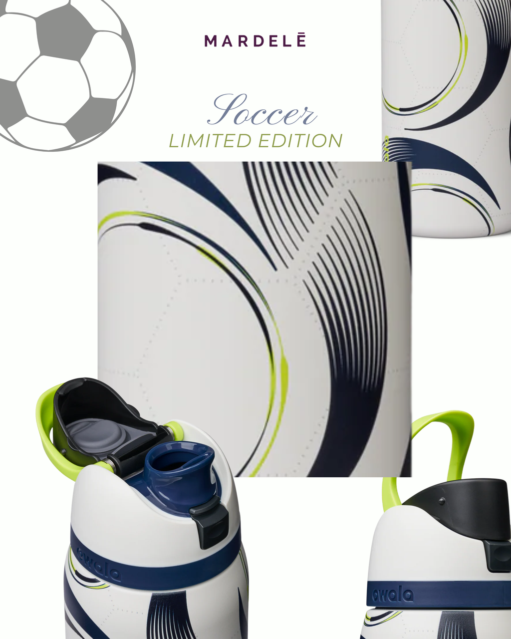 Owala FreeSip 32 oz Soccer Bottles | Steel the Ball  Special Edition
